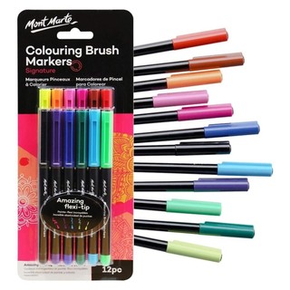 MONT MARTE - Bộ 12 Bút Lông Màu Dạng Cọ ♥ Bút Dạ Tô Màu ♥ Colouring Brush Markers Signature 12pc ♥ Vẽ, Viết Calligraphy