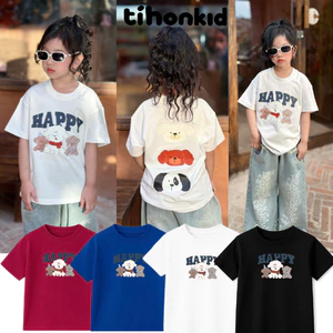 Áo Phông Trẻ Em In Cún Hoạt Hình Cộc Tay Chất Cotton Mềm Mịn | Form Rộng Thoải Mái