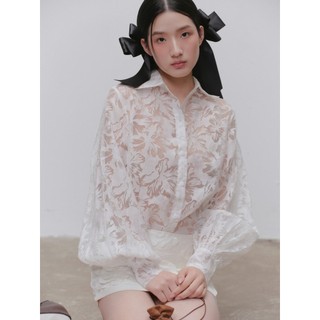 Áo sơ mi OLV ren hoa mỏng kèm áo trong Fleur Lace Sheer Mesh Shirt quyến rũ phù hợp đi tiệc