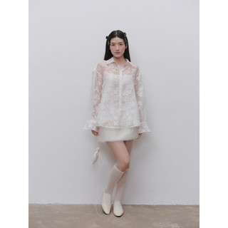 Chân váy OLV lông chữ A dáng ngắn White Feathered Mini Skirt phù hợp đi chơi đi tiệc