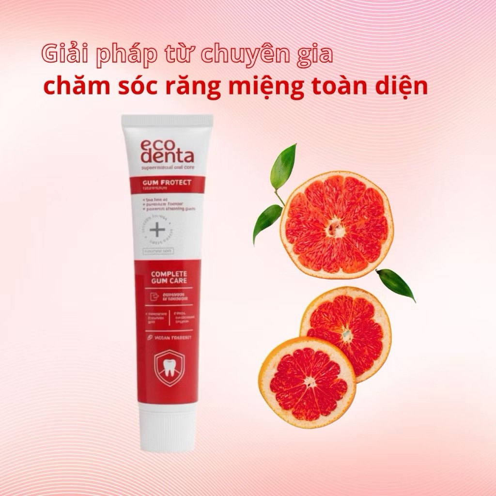Kem đánh răng bảo vệ nướu Ecodenta Gum Protect 98% natural, tinh dầu tràm trà và bưởi hồng