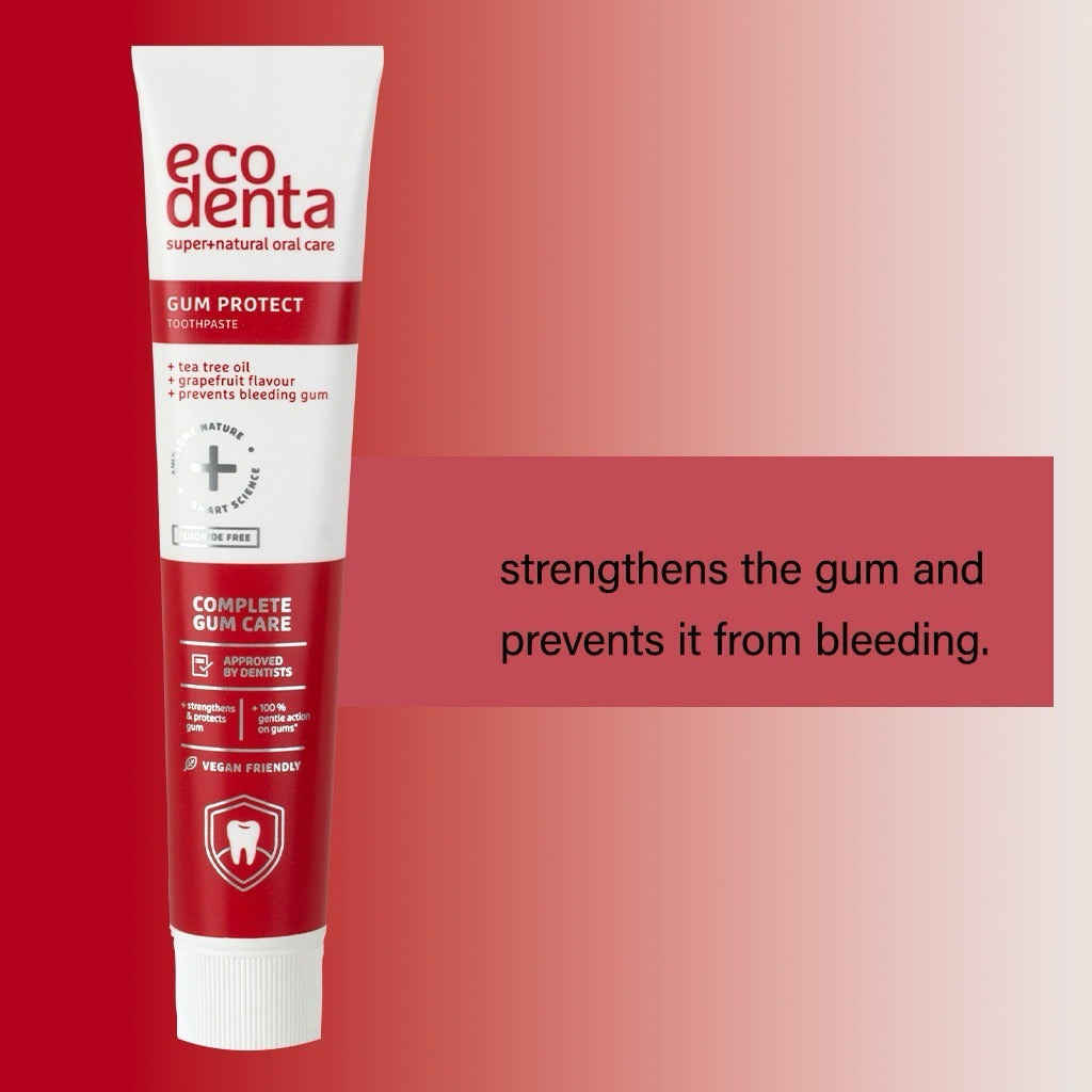 Kem đánh răng bảo vệ nướu Ecodenta Gum Protect 98% natural, tinh dầu tràm trà và bưởi hồng