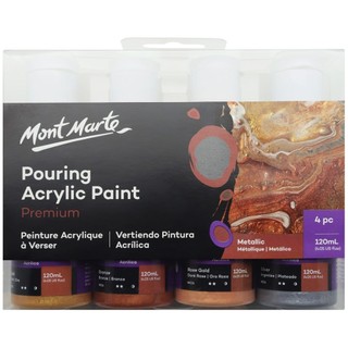 MONT MARTE - Màu ACRYLIC Chủ Đề Nhũ Kim Loại Pouring Acrylic Paint Set Premium 4pc x 120ml (4.05 US fl.oz) - Metallic ♥