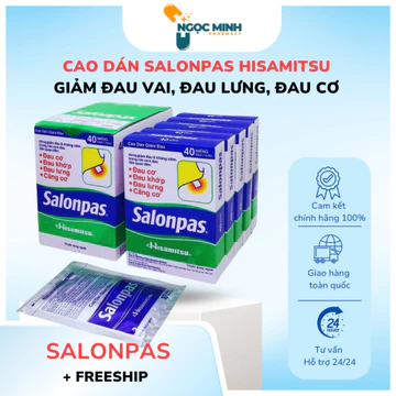Cao dán Salonpas - Hộp 10, 20, 40 miếng - dán giảm đau nhanh, giãn cơ, đau chơi thể thao hiệu quả.