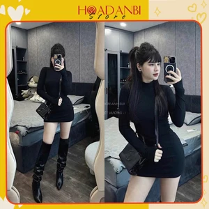 Váy body nữ tay dài chất liệu len tăm siêu tôn dáng tặng lèm đai sẵn hàng kèm video