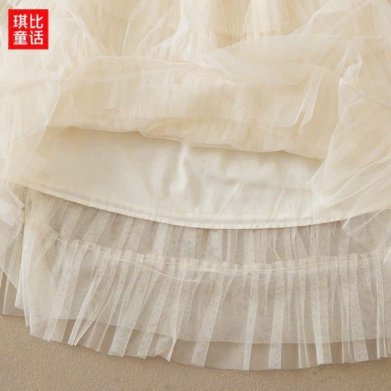 Chân váy tầng bé gái dáng dài form xòe nhẹ, chân váy phối tầng voan mềm mại phong cách Hàn Quốc, cho mẹ và bé