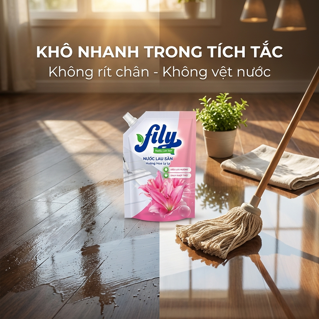 Nước Lau Sàn Hương Thơm Tự Nhiên Ngăn Côn Trùng Fily Túi Lau Sàn Sạch Bóng 3.5kg