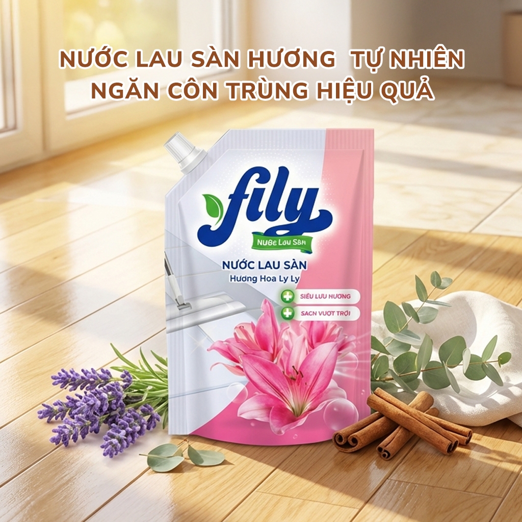Nước Lau Sàn Hương Thơm Tự Nhiên Ngăn Côn Trùng Fily Túi Lau Sàn Sạch Bóng 3.5kg