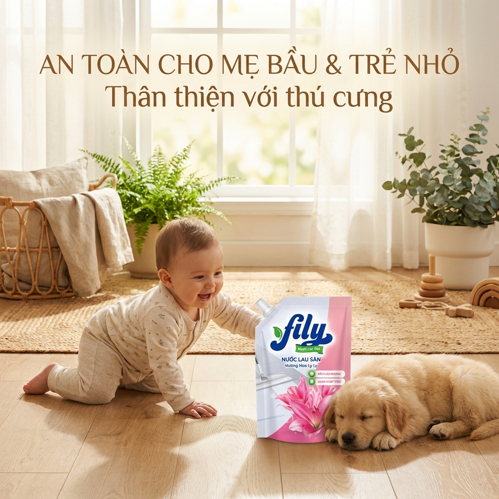 Nước Lau Sàn Hương Thơm Tự Nhiên Ngăn Côn Trùng Fily Túi Lau Sàn Sạch Bóng 3.5kg