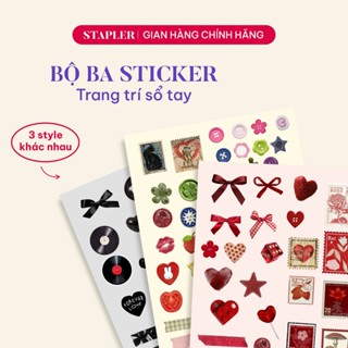 Bộ 3 tấm Sticker trang trí sổ tay sản độc quyền của STAPLER decor, trang trí sổ, làm journal