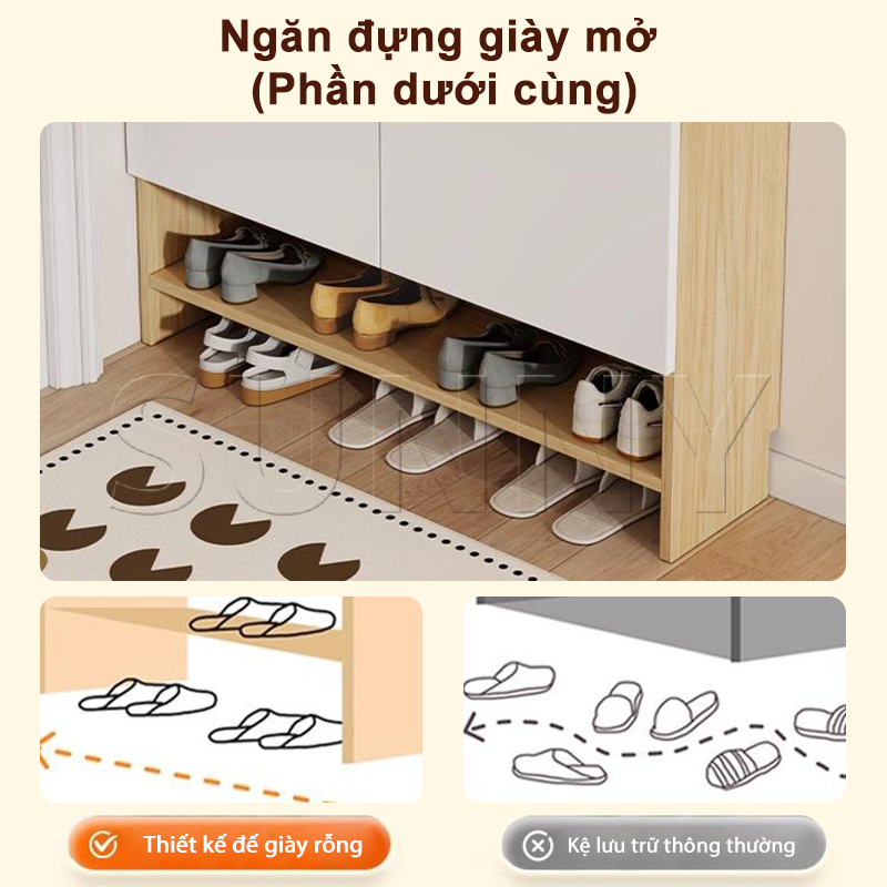 SN Tủ Giày Cánh Lật Kết Hợp Bảng Lỗ Đa Năng 2 trong 1 Làm Tủ Giày Kệ Treo Đồ Thông Minh Cho Cửa Vào
