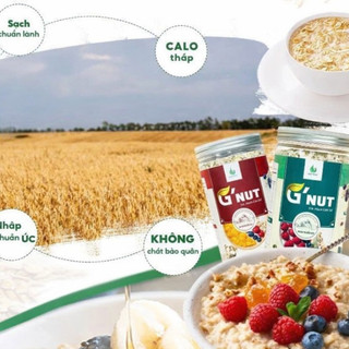 Yến mạch cán dẹp/ cán vỡ G’NUT 500g – yến mạch eat clean nguyên chất, healthy organic ăn kiêng.
