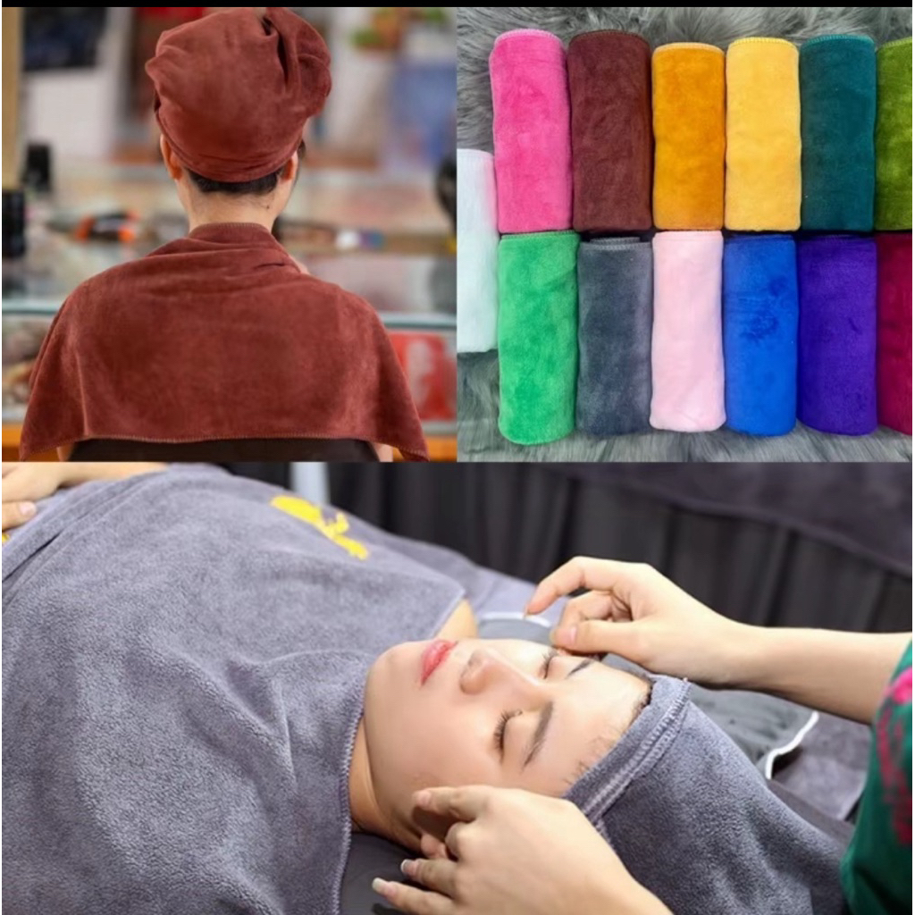 Khăn gội đầu spa 35x75cm - khăn microfiber 100% potato towel khăn tắm siêu thấm mềm mịn giá tận xưởng video thật