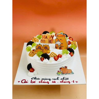 Bộ 4con cappy bara,cappy bara to và 10sét giấy cắm hình cappy bara trang trí bánh kem