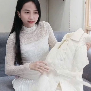Áo Ren Cổ Bèo Chạy DỌc hoa Nổi XInh Xắn