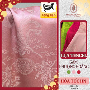 Vải May Áo Dài TẾT Gấm Lụa Phượng Hoàng Cao Cấp chất liệu mềm rũ, mịn, sang trọng VT01