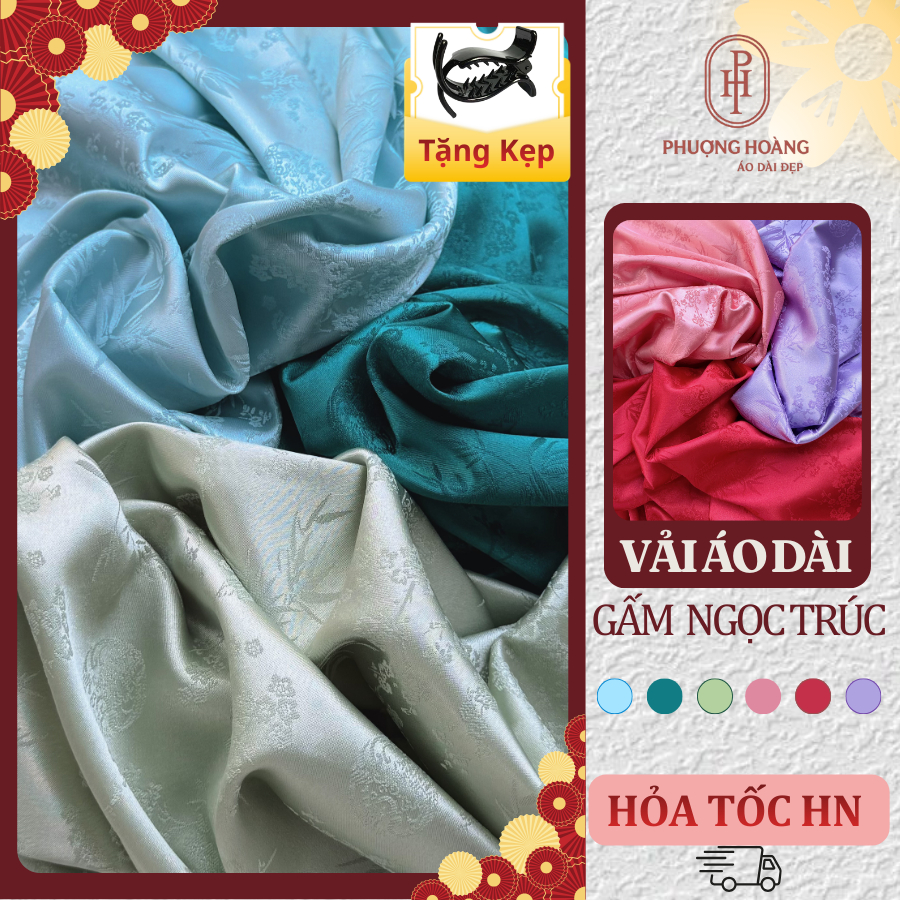 [HOT TẾT] Vải Gấm May Áo dài THANH TRÚC 8 màu, Gấm dệt cao cấp, mềm rũ, lên dáng trẻ trung VT02