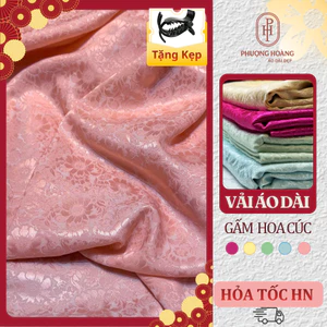 Vải Gấm May Áo dài Hoa Cúc óng nhẹ nhàng, Gấm dệt cao cấp, mềm rũ, lên dáng trẻ trung VT03