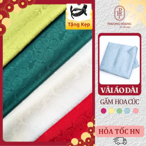 GẤM LỤA CAO CẤP [Phượng Hoàng] May Áo Dài, May Đầm Váy họa tiết Hoa Hồng, chất liệu mềm rũ, mặc Tết HH02