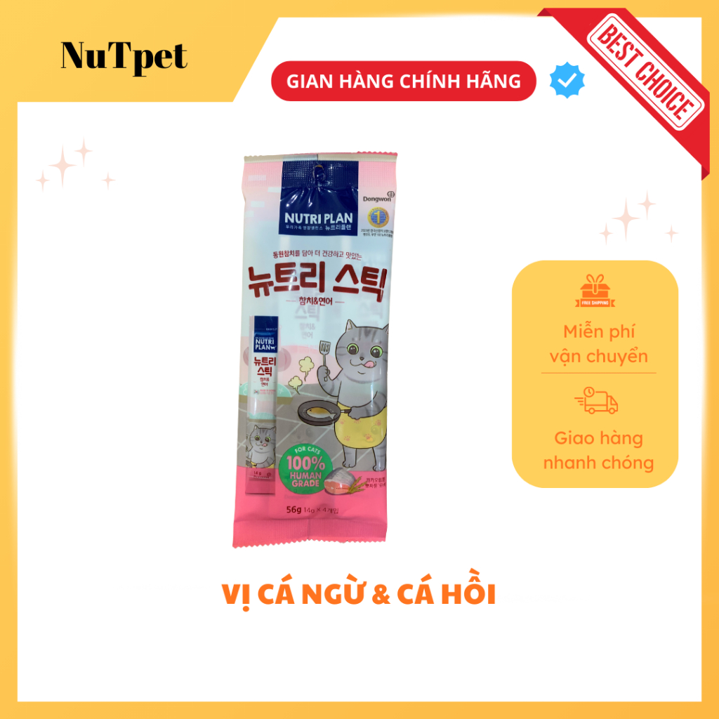 Súp thưởng cho mèo Nutri Stick vị Cá ngừ & Cá hồi, Gà, Cá Ngừ 56g (14g x 4)