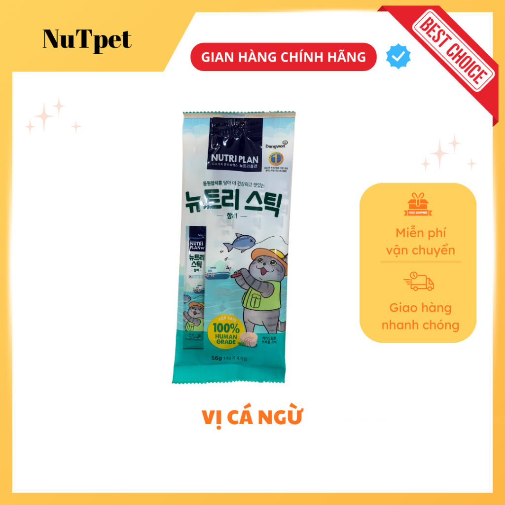 Súp thưởng cho mèo Nutri Stick vị Cá ngừ & Cá hồi, Gà, Cá Ngừ 56g (14g x 4)