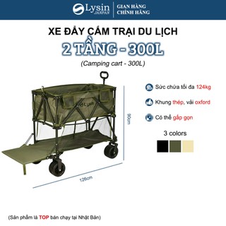 Xe kéo dã ngoại gấp gọn, cắm trại, đi dạo đựng đồ chinh phục mọi địa hình, khung thép bền Lysin -2 tầng - Sức Chứa 300L