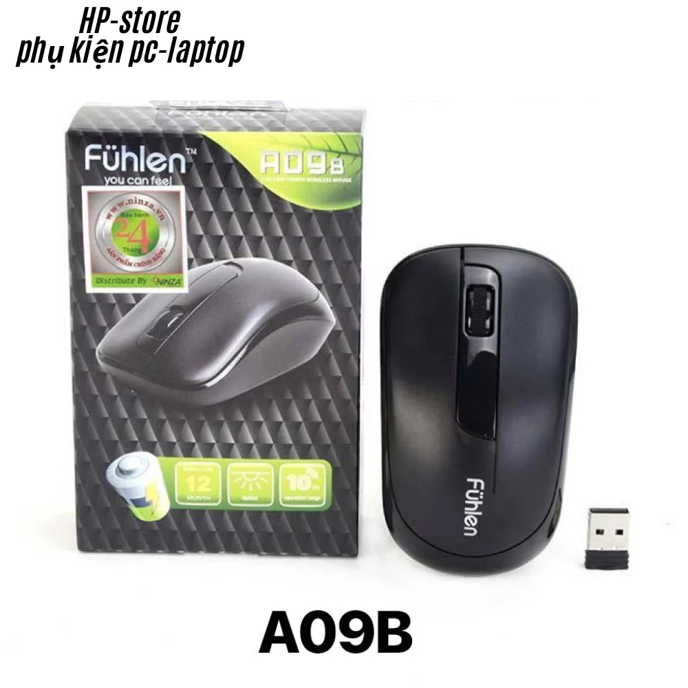 Chuột Không Dây Fuhlen A09b, Độ Nhạy Cao 1000 DPI, Kết Nối USB 10m, Phù Hợp Laptop/PC,BH 12T