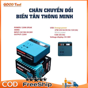 Bộ chuyển đổi nguồn 18V-21V lên điện 220V sử dụng cho chân phổ thông Makita 4cm dòng điện 220W
