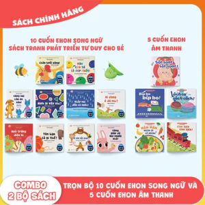 Sách - Combo 10 Cuốn Ehon Song Ngữ + 5 Cuốn Ehon Âm Thanh Cho Bé 0-6 Tuổi