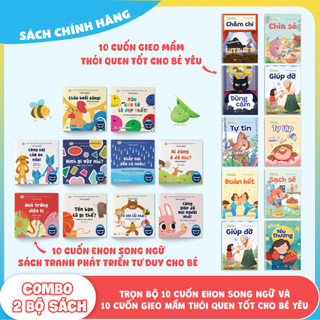 Sách - Combo 10 Cuốn Ehon Song Ngữ + 10 Cuốn Gieo Mầm Thói Quen Tốt Cho Bé Yêu 0-6 Tuổi