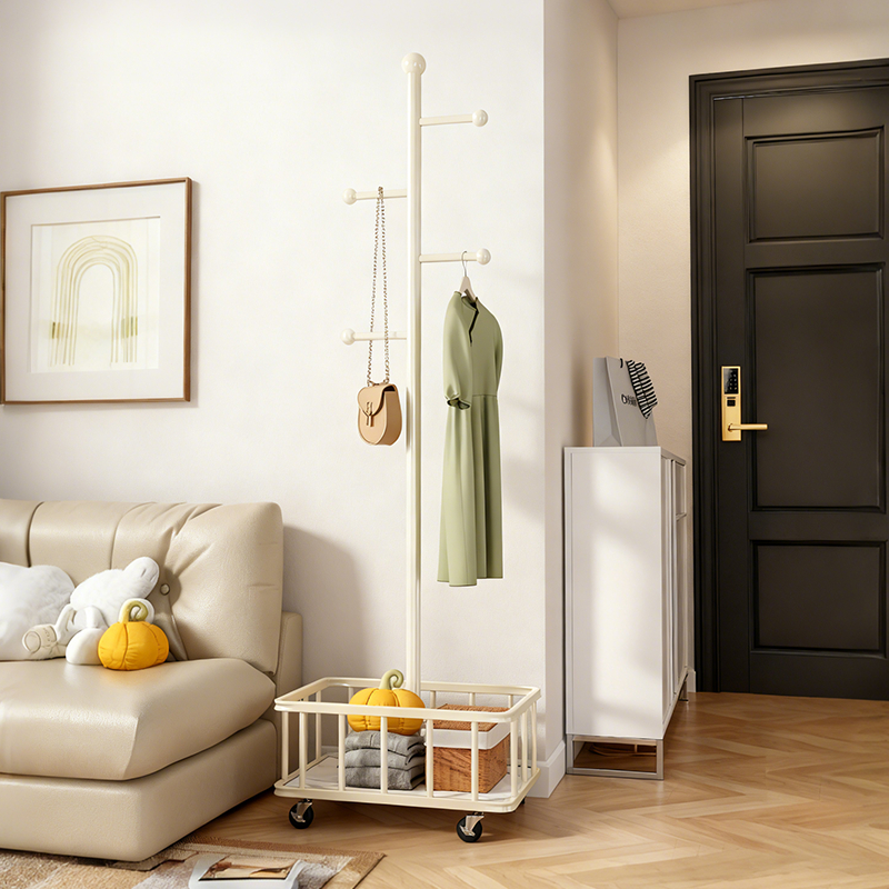 𝐎𝐥𝐢𝐟𝐞 Cây Treo Quần Áo Đi Kèm Giỏ Đựng Đồ Kệ Treo Quần Áo Có Bánh Xe Móc Treo Quần Áo Xinh Đẹp Phong Cách Mới