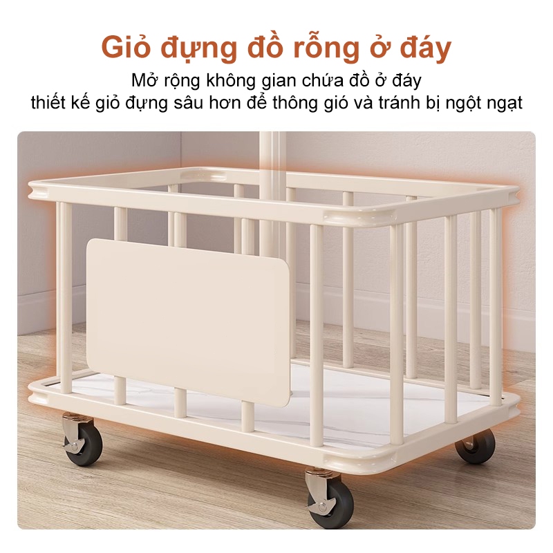 𝐎𝐥𝐢𝐟𝐞 Cây Treo Quần Áo Đi Kèm Giỏ Đựng Đồ Kệ Treo Quần Áo Có Bánh Xe Móc Treo Quần Áo Xinh Đẹp Phong Cách Mới
