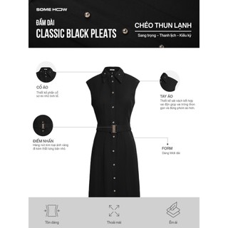 [New1] Đầm Dài Classic Black Pleats, Chất Vải Chéo Thun Lạnh Thoải Mái, WDD093 SOME HOW STORE