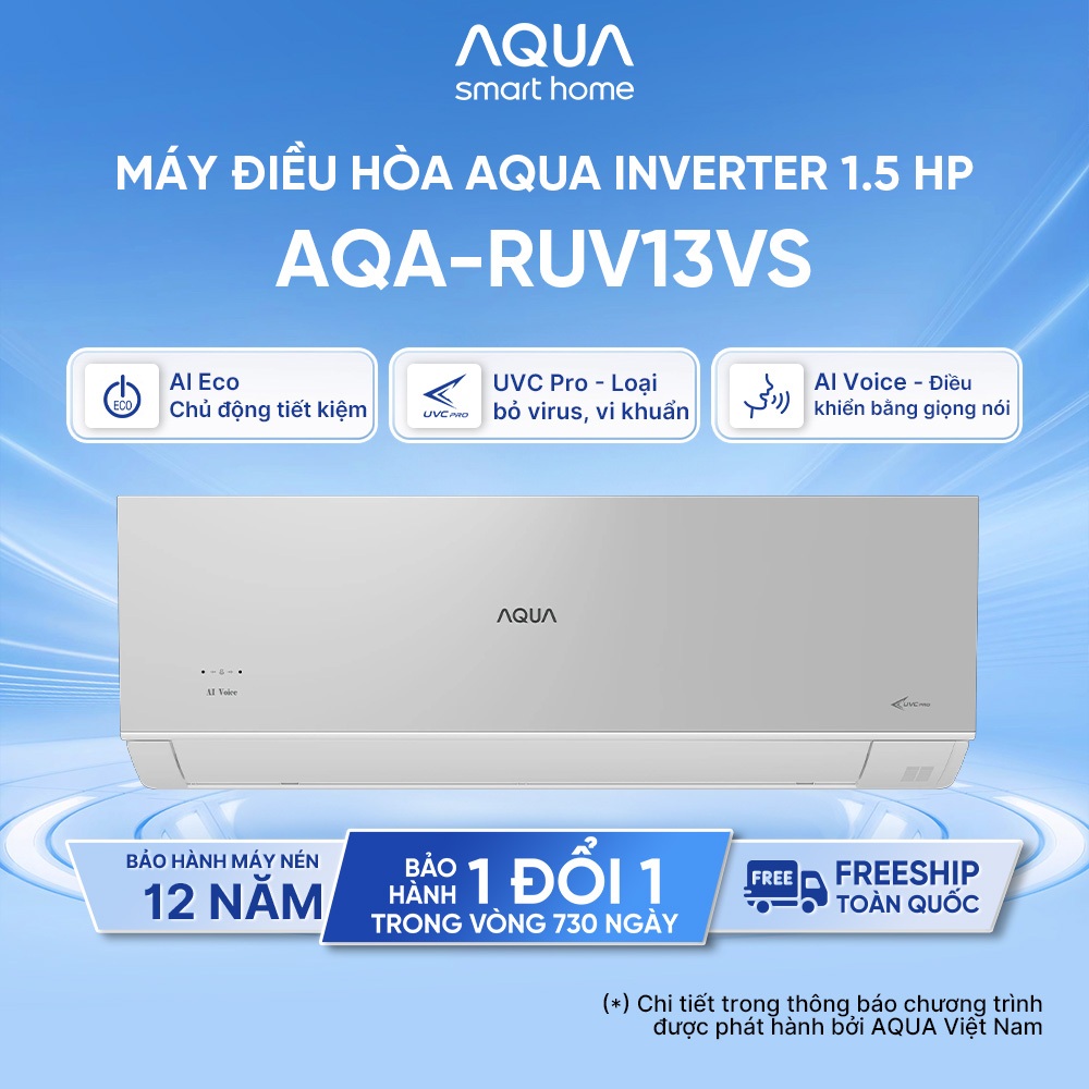 Máy lạnh / Điều hòa Aqua Inverter 1 HP AQA-RUV13VS - Freeship toàn quốc