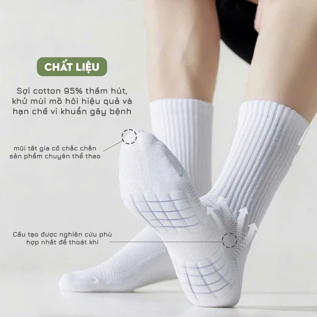 Tất vớ thể thao nam đệm chân êm ái, chất liệu cotton cao cấp thoáng khí khử mùi hôi - Ekiu Shop