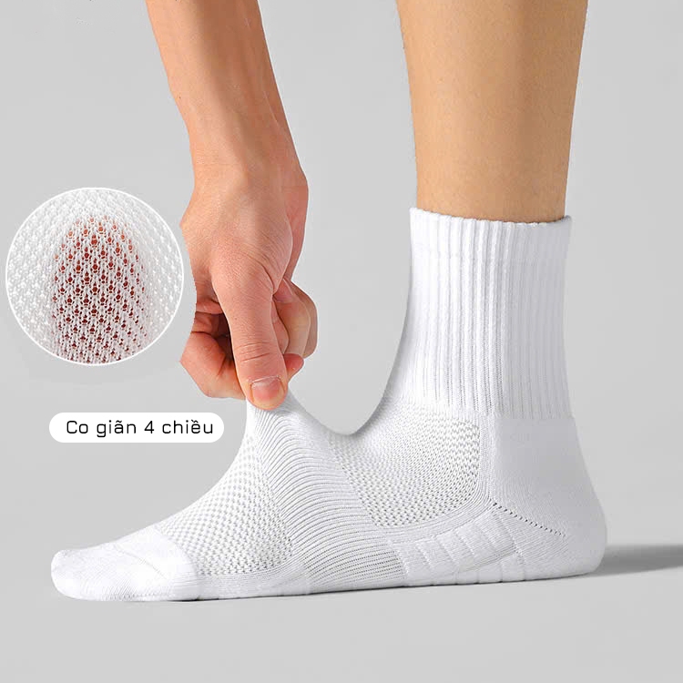 Tất vớ thể thao nam đệm chân êm ái, chất liệu cotton cao cấp thoáng khí khử mùi hôi - Ekiu Shop