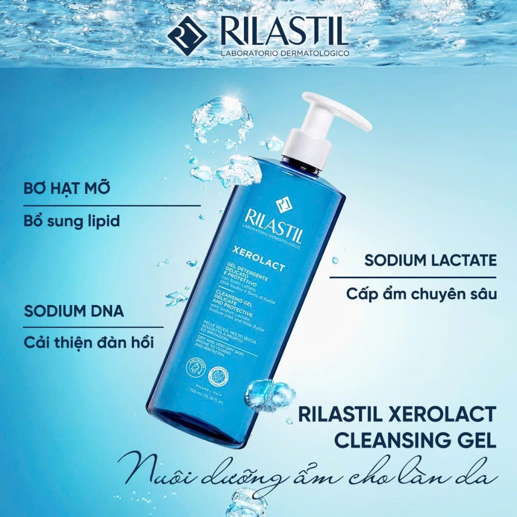 Sữa Rửa Mặt, Tắm Toàn Thân Rilastil Xerolact Cleansing Gel 200ml/400ml/750ml - Phương An House