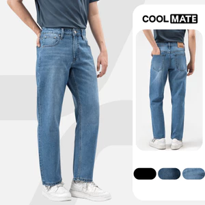 Quần Jeans Basics dáng suông rộng Regular Straight dày dặn, thoải mái, quần đi làm đi chơi Coolmate
