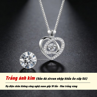 Dây Chuyền Mặt Tim Đá Zirconia Trắng/Xanh - Hàng Mới 2026 - Phong Cách Hàn Quốc Nhẹ Nhàng Sang Trọng