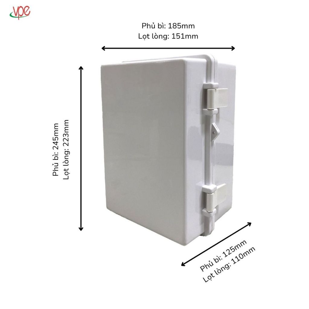 Vỏ tủ điện nhựa ABS 185x245x125 - Sử dụng trong nhà & ngoài trời