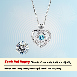 Dây Chuyền Mặt Tim Đá Zirconia Trắng/Xanh - Hàng Mới 2026 - Phong Cách Hàn Quốc Nhẹ Nhàng Sang Trọng