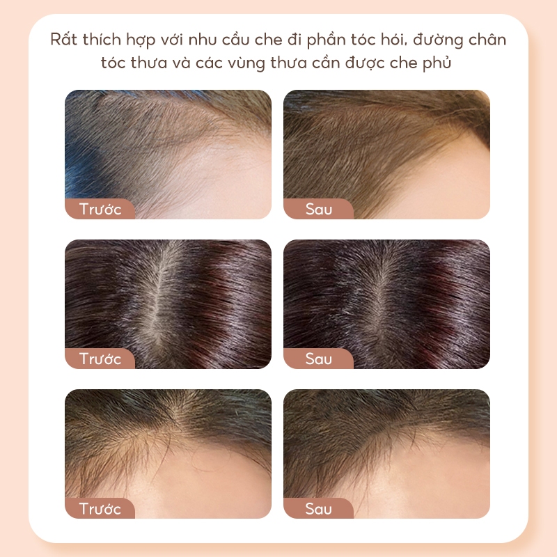 FelinWel Phấn Che Hói Tóc & Chân Tóc 4g - Bộ Đầy Đủ Có Gương, Bông, Che Phủ Tự Nhiên