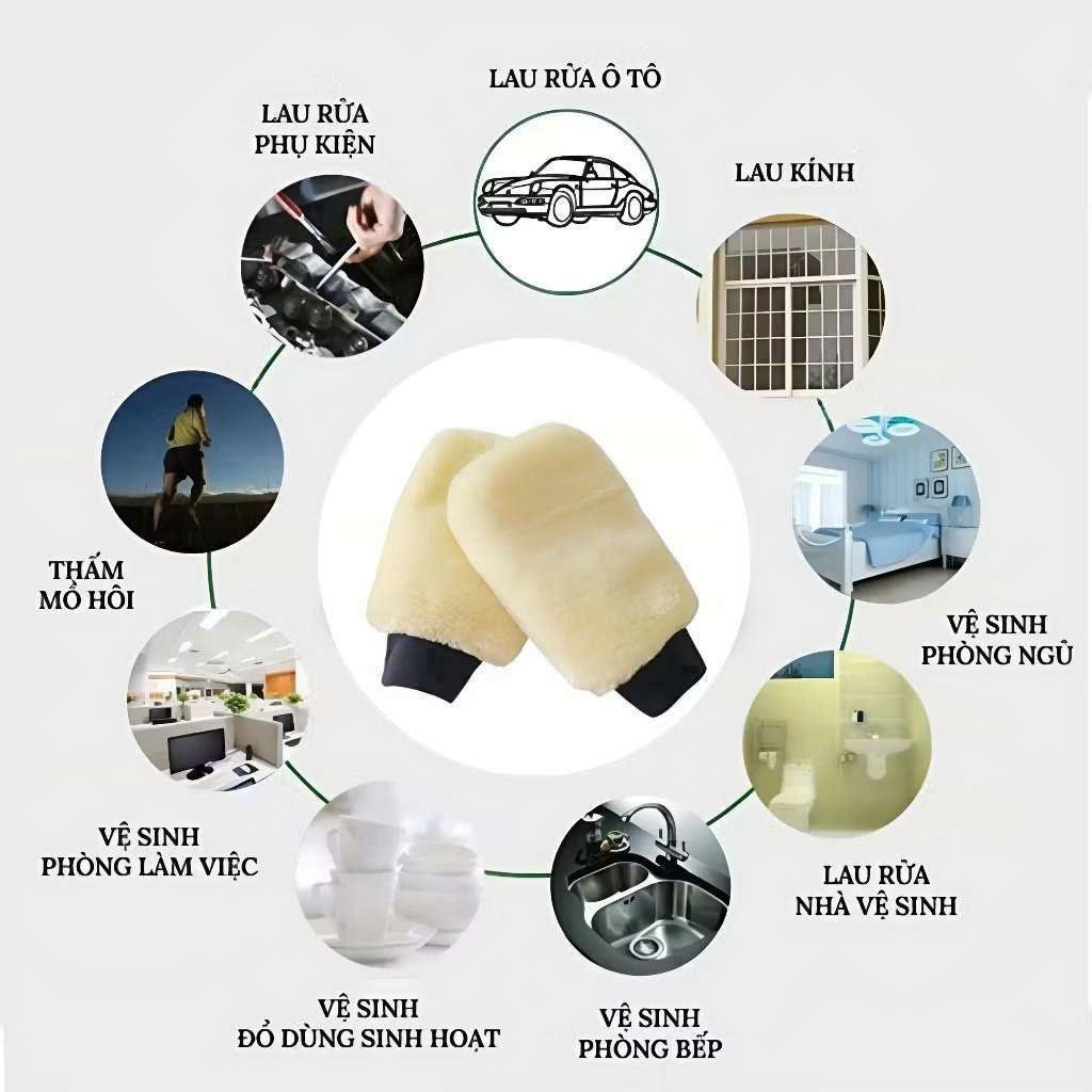 Găng Tay Rửa Xe Ô Tô Lông Nhung 2 Mặt Siêu Mềm – Bao Tay Lau Xe Chống Trầy Xước, Dùng Cho Ô Tô & Gia Đình