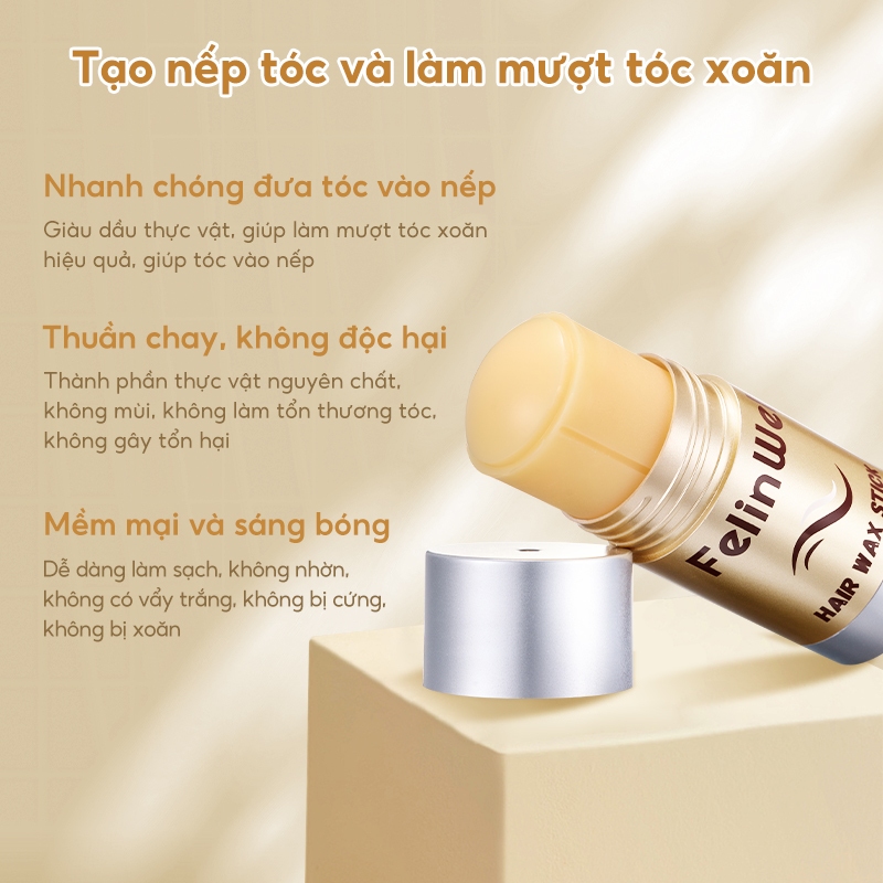 Sáp Định Hình & Tạo Kiểu Tóc FelinWel, Không Gây Nhờn Rít Dành Cho Tóc Xoăn Và Tóc Rối, 40g (Tùy Chọn Bộ 3 Cọ)
