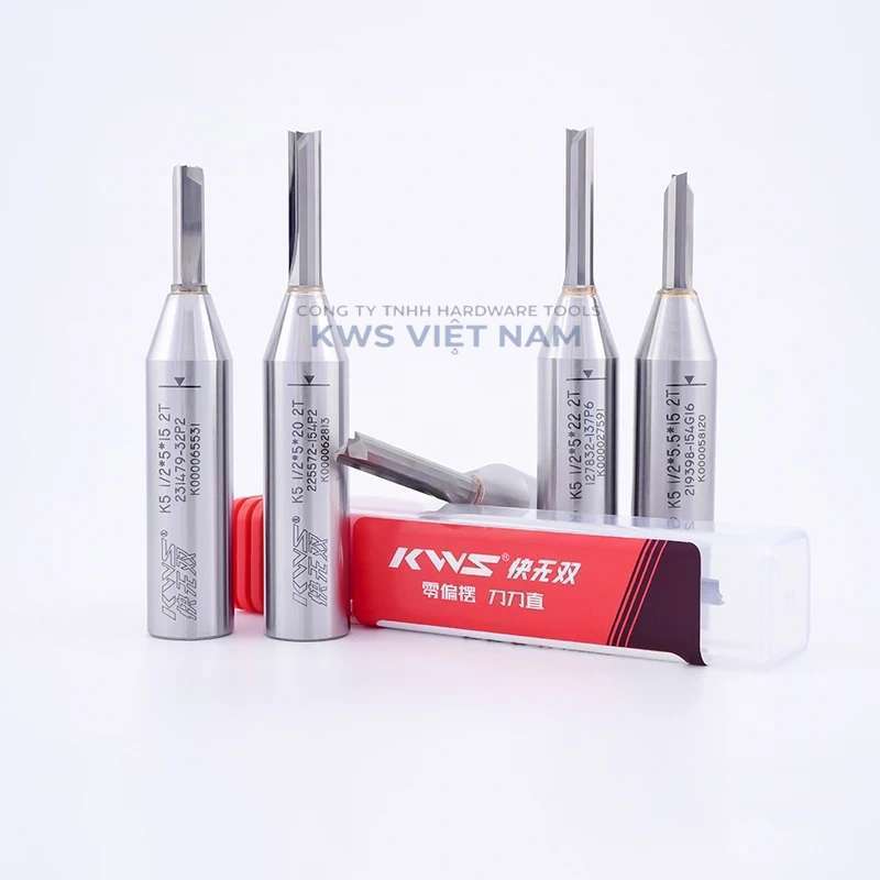 Mũi Phay CNC 2 Lưỡi KWS Hợp Kim TCT – Dao Phay Gỗ CNC 2 Me Cắt MDF Plywood Sắc Bén Bền Lâu