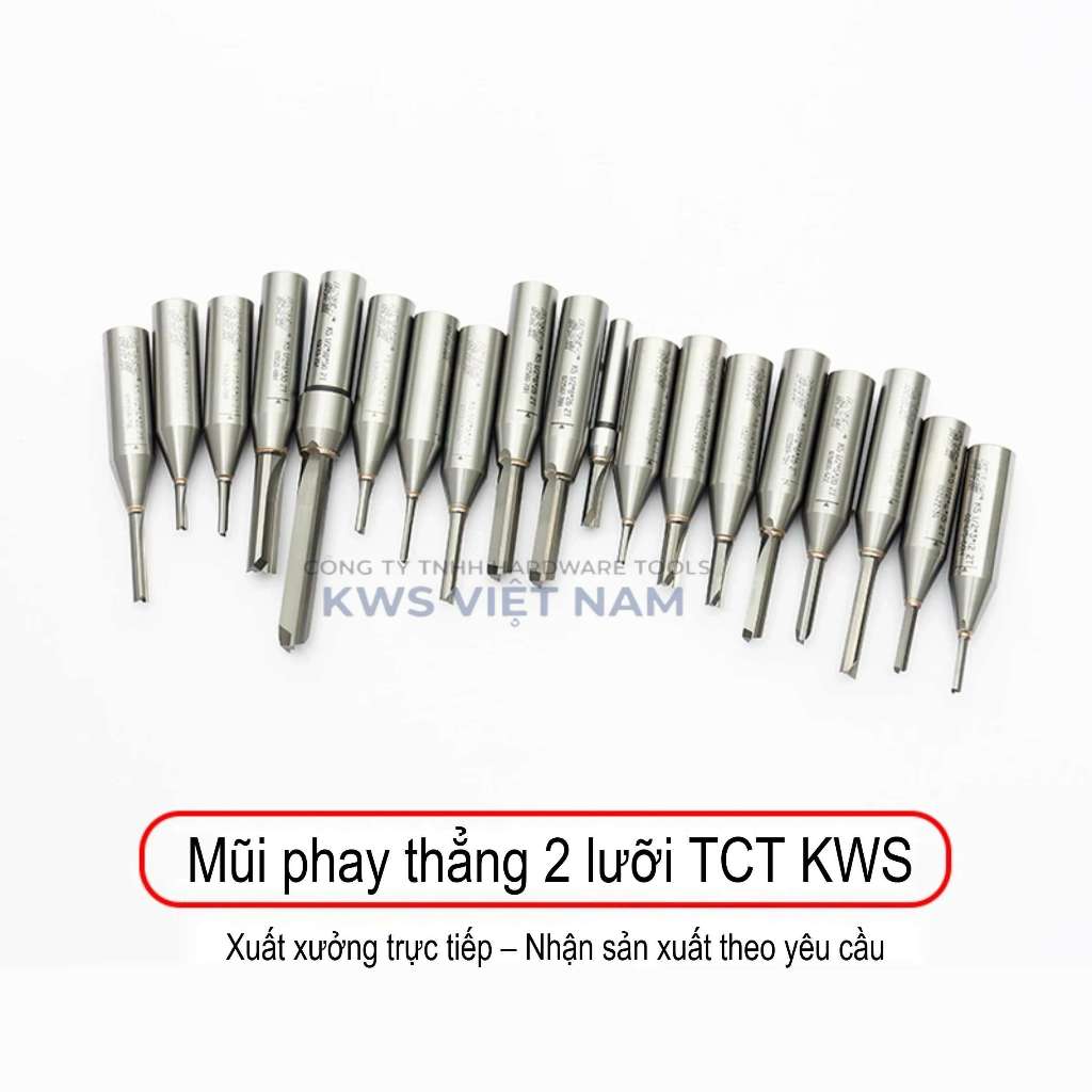 Mũi Phay CNC 2 Lưỡi KWS Hợp Kim TCT – Dao Phay Gỗ CNC 2 Me Cắt MDF Plywood Sắc Bén Bền Lâu