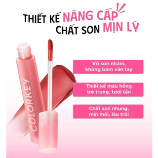 Son Kem Nhung Colorkey Airy Velvet Lip Lacquer Mịn Lì Mỏng Nhẹ Chính Hãng 2.5g - Bebeau