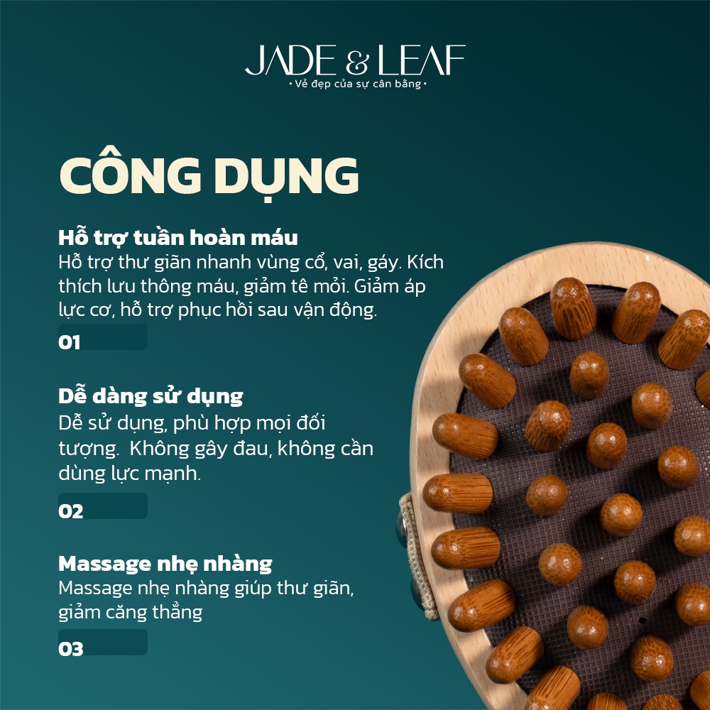 Dụng Cụ Massage Body Đa Năng Jade&Leaf, Giảm Nhức Mỏi Căng Thẳng Đau Cổ Vai Gáy Từ Gỗ Cao Cấp