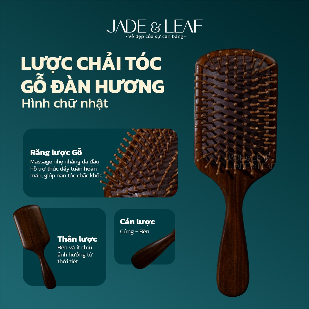 Lược Gỡ Rối Chải Tóc Jade&Leaf Chính Hãng, Massage Đầu Gỗ Đàn Hương Giảm Đứt Gãy, Giúp Tóc Khỏe Hơn