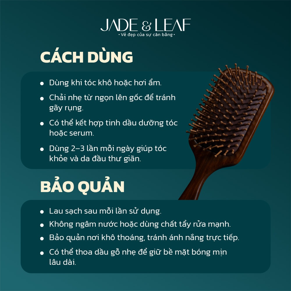 Lược Gỡ Rối Chải Tóc Jade&Leaf Chính Hãng, Massage Đầu Gỗ Đàn Hương Giảm Đứt Gãy, Giúp Tóc Khỏe Hơn